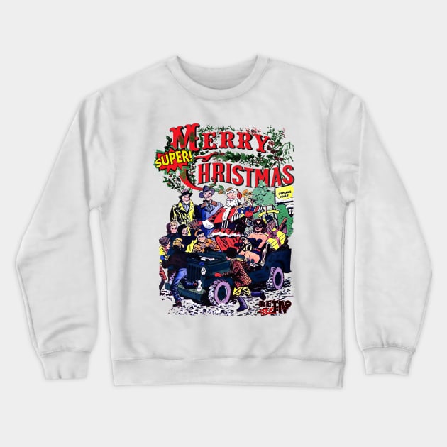 Merry Christmas Retro Style Crewneck Sweatshirt by Joaddo